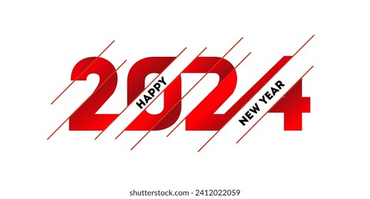 Happy new year 2024 premium vector design. Red number illustrations.  design for poster, banner, greeting and new year 2024 celebration.