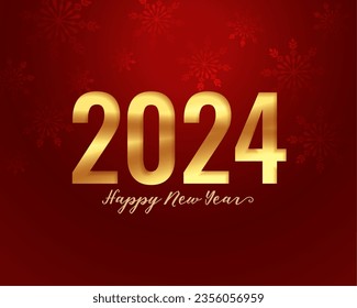 happy new year 2024 red background with snowflake decoration vector