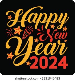 Happy New Year 2024 Retro SVG Design, Happy New Year 2025 Retro T-shirt Design, Happy New Year SVG Design svg