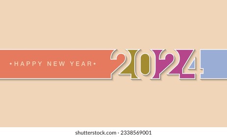 Happy new year 2024 retro line number, 2024 background.