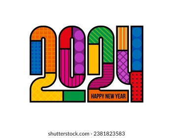 Happy New Year 2024 - retro lettering. 2024 New Year celebration concept for calendar, banner, flyer, poster and social media post template