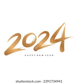 Happy new year 2024 with retro typography concept. 2024 new year celebration concept for calendar, banner, flyer, poster and social media post template