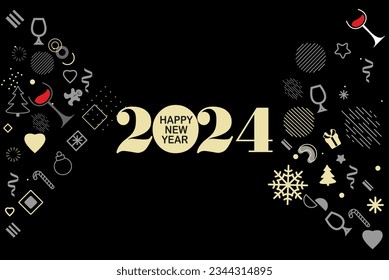 Happy New Year 2024 Scalable vector eps 