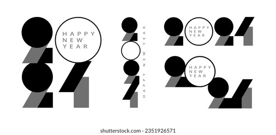 happy new year 2024 set design with unique number