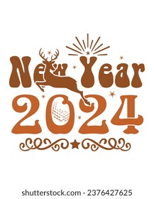 Happy new year 2024 Happy new year Shirt print template, typography design for Shirt, mug, iron, glass, sticker, hoodie, pillow, phone case, poster, season, logo,
