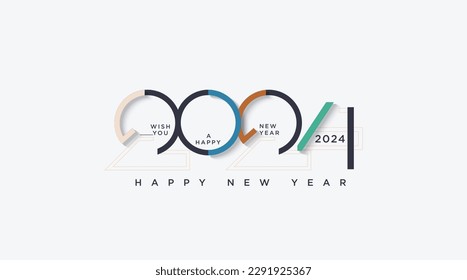 Happy New Year 2024 with a simple, beautiful and beautiful color concept. with a clean background. Premium Vector Design for 2024 New Year Speech