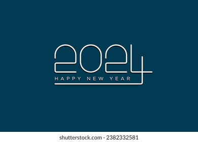 Happy new year 2024 simple typography vector.
