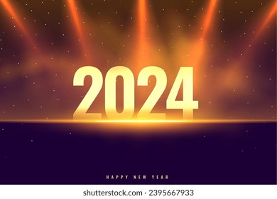 happy new year 2024 smoky background with spot light effect vector