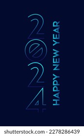 Happy New year 2024 social media post design vector.