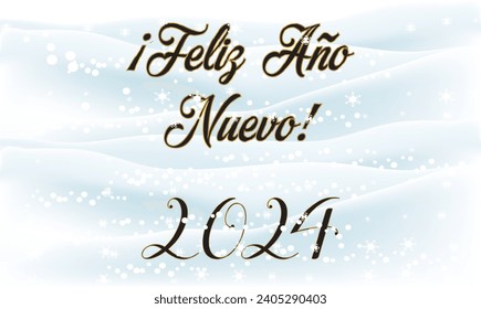 Happy New Year 2024 in Spanish Greeting Card. vector illustration 