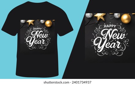 Happy New Year 2024 Special T-Shirt Design for Men, Women and Kids, Vector Illustration.