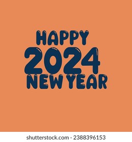 Happy new year 2024 square template with 3D hanging number. Greeting concept for 2024 new year celebration