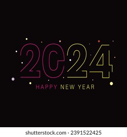 Happy new year 2024 square template with 3D hanging number. Greeting concept for 2024 new year celebration