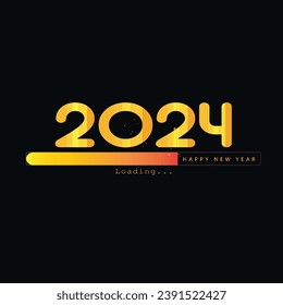 Happy new year 2024 square template with 3D hanging number. Greeting concept for 2024 new year celebration
