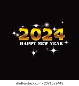 Feliz año nuevo 2024 plantilla cuadrada con número colgante 3D. Concepto de bienvenida para la celebración del año nuevo 2024