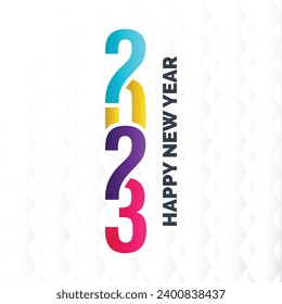 Happy new year 2024 square template with 3D hanging number. Greeting concept for 2024 new year celebration