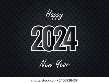 Happy new year 2024 square template with 3D hanging number. Greeting concept for 2024 new year celebration