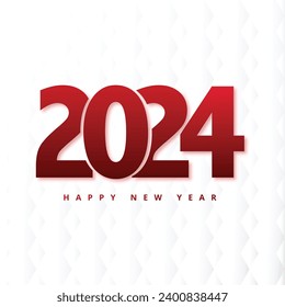 Feliz año nuevo 2024 plantilla cuadrada con número colgante 3D. Concepto de bienvenida para la celebración del año nuevo 2024