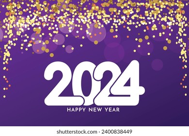 Happy new year 2024 square template with 3D hanging number. Greeting concept for 2024 new year celebration