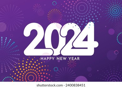 Feliz año nuevo 2024 plantilla cuadrada con número colgante 3D. Concepto de bienvenida para la celebración del año nuevo 2024