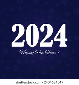 Happy new year 2024 square template with 3D hanging number. Greeting concept for 2024 new year celebration