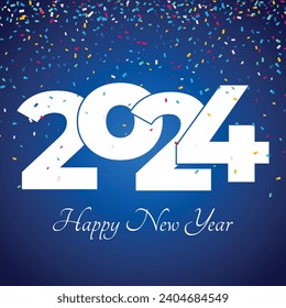 Happy new year 2024 square template with 3D hanging number. Greeting concept for 2024 new year celebration