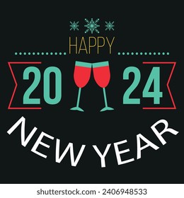 Happy new year 2024 square template with 3D hanging number. Greeting concept for 2024 new year celebration,Happy 2024 New Year Vector Design