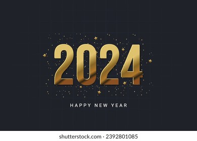 Happy new year 2024 with stacked gold numbers