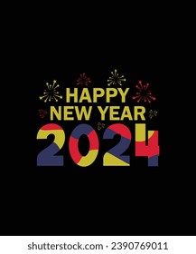 HAPPY NEW YEAR 2024 NEW YEAR t shirt design 