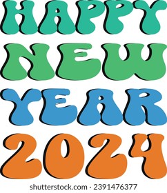  HAPPY NEW YEAR 2024 T SHIRT DESIGN RETRO DESIGN