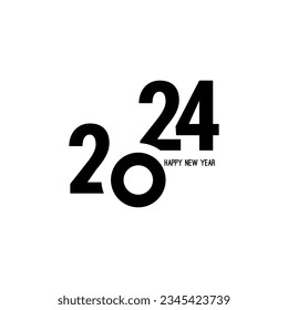Happy new year 2024 template text logo design. Vector celebration typography poster, banner, web site or greeting card. Christmas decoration 2024 on beige background.