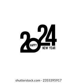 Happy new year 2024 template text logo design. Vector celebration typography poster, banner, web site or greeting card. Christmas decoration 2024 on beige background.