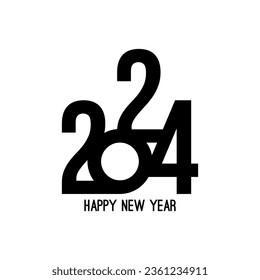 Happy new year 2024 template text logo design. Vector celebration typography poster, banner, web site or greeting card. Christmas decoration 2024 on beige background.