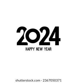 Happy new year 2024 template text logo design. Vector celebration typography poster, banner, web site or greeting card. Christmas decoration 2024 on beige background.