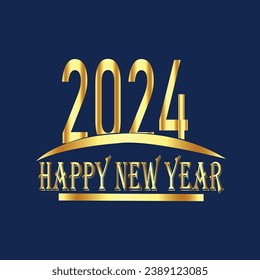 Happy new year 2024 template text logo design. Vector celebration typography poster, banner, web site or greeting card. Christmas decoration 2024 on beige background.