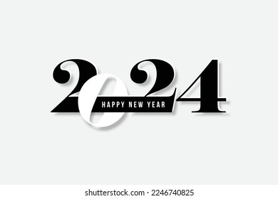 Happy New Year 2024 text design. for Brochure design template, card, banner. Vector illustration. Isolated on white background.