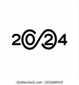 Happy new year 2024 text design with infinity concept.