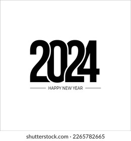 Happy New Year 2024 text design. for Brochure design template, card, banner. Vector illustration. Isolated on white background.