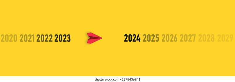 Feliz diseño de texto de Año Nuevo 2024. Para folleto, plantilla, tarjeta, banner. ilustración vectorial. concepto de idea de año nuevo