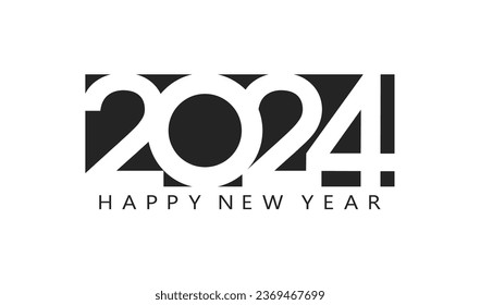 Happy New Year 2024 text design. for Brochure design template, card, banner. Isolated on white background.