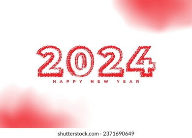 Feliz Año Nuevo 2024 banner de texto con estilo de línea moderna para tarjeta de felicitación