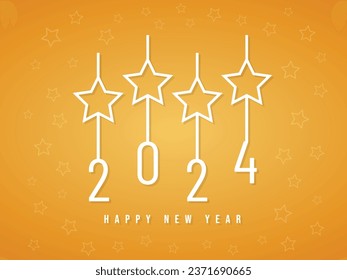 Feliz Año Nuevo 2024 diseño de tipografía de texto con estrellas