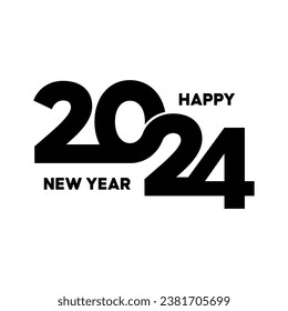 Happy New Year 2024 text design. for Brochure design template, card, banner. Vector illustration. Isolated on white background.
