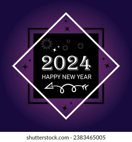 Happy new year 2024 text typography design and Christmas elegant decoration 2024, new year, new year banner and instagram post