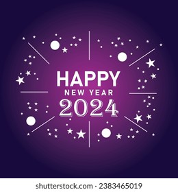 Happy new year 2024 text typography design and Christmas elegant decoration 2024, new year, new year banner and instagram post