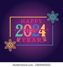 Happy new year 2024 text typography design and Christmas elegant decoration 2024, new year, new year banner and instagram post