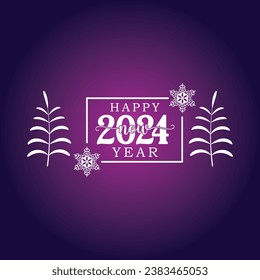 Happy new year 2024 text typography design and Christmas elegant decoration 2024, new year, new year banner and instagram post