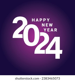Happy new year 2024 text typography design and Christmas elegant decoration 2024, new year, new year banner and instagram post
