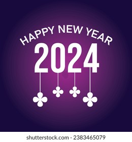 Happy new year 2024 text typography design and Christmas elegant decoration 2024, new year, new year banner and instagram post