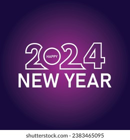 Happy new year 2024 text typography design and Christmas elegant decoration 2024, new year, new year banner and instagram post